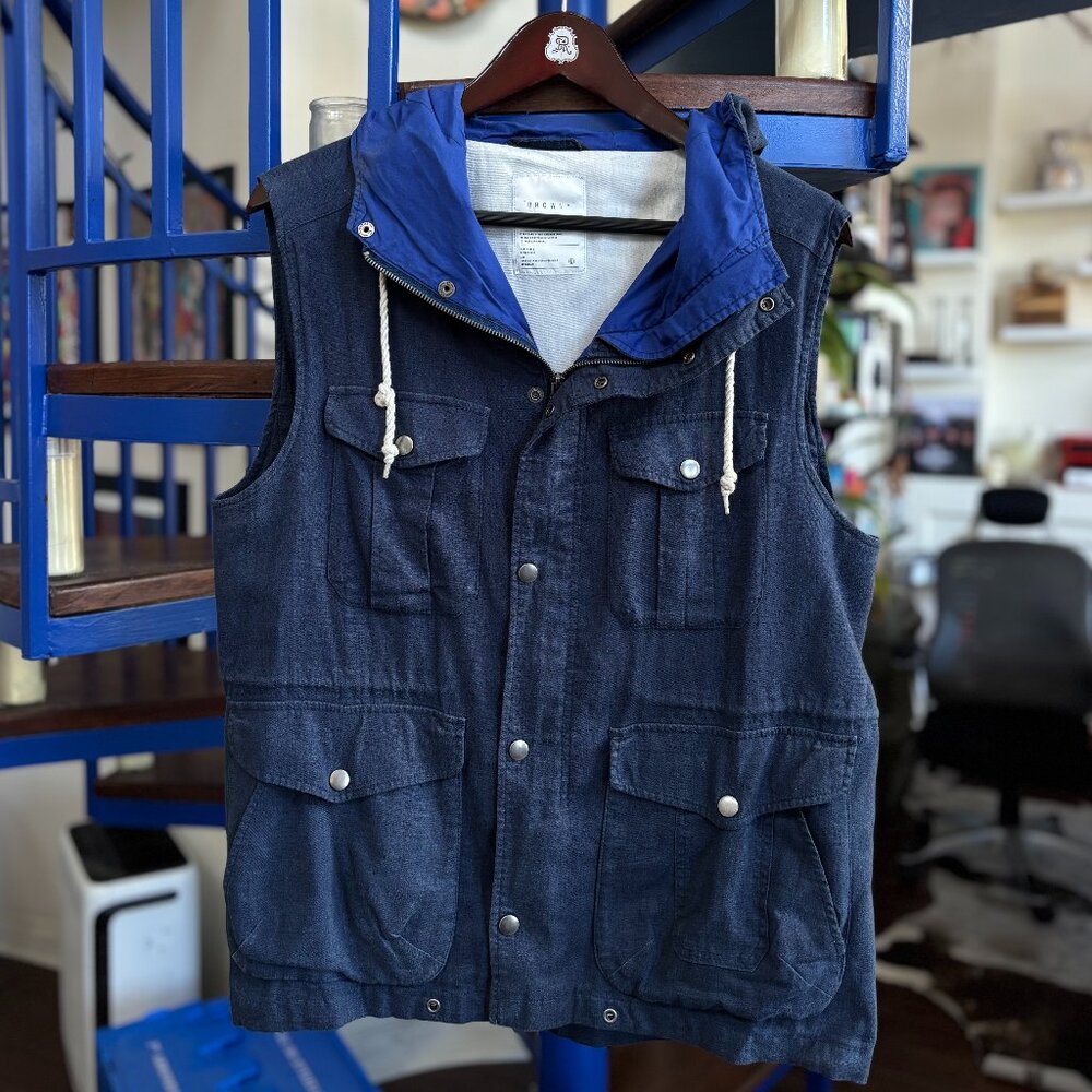 Browny Hooded Utility Vest – Blue Sz L